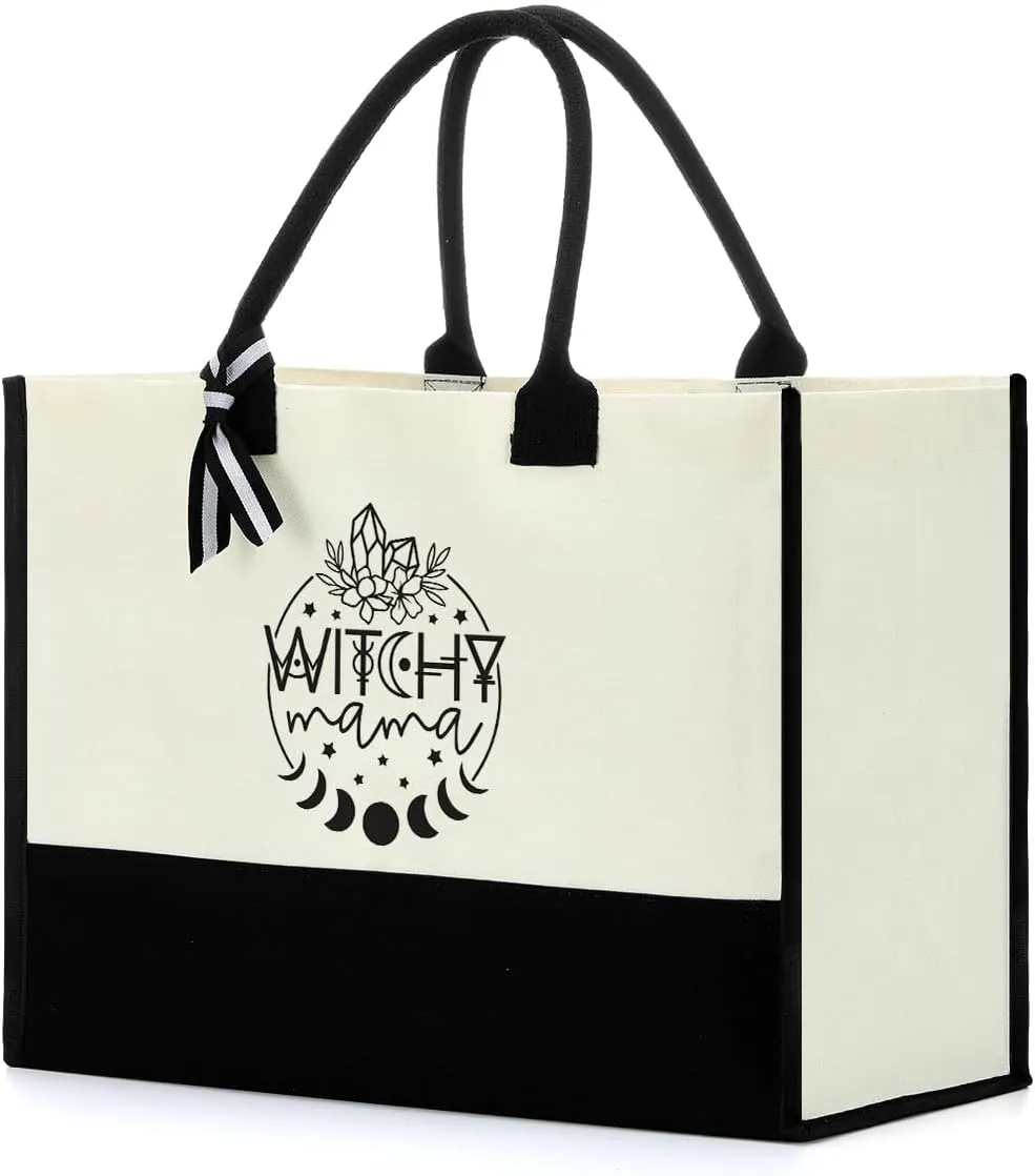 Witchy Decor Halloween Tote - Witch Gifts for Women, Travel Handbag, Wiccan Pagan Shoulder Bag, Perfect for Birthday, Christmas, Meditation Gifts for Witchcraft Lovers & Female Best Friends