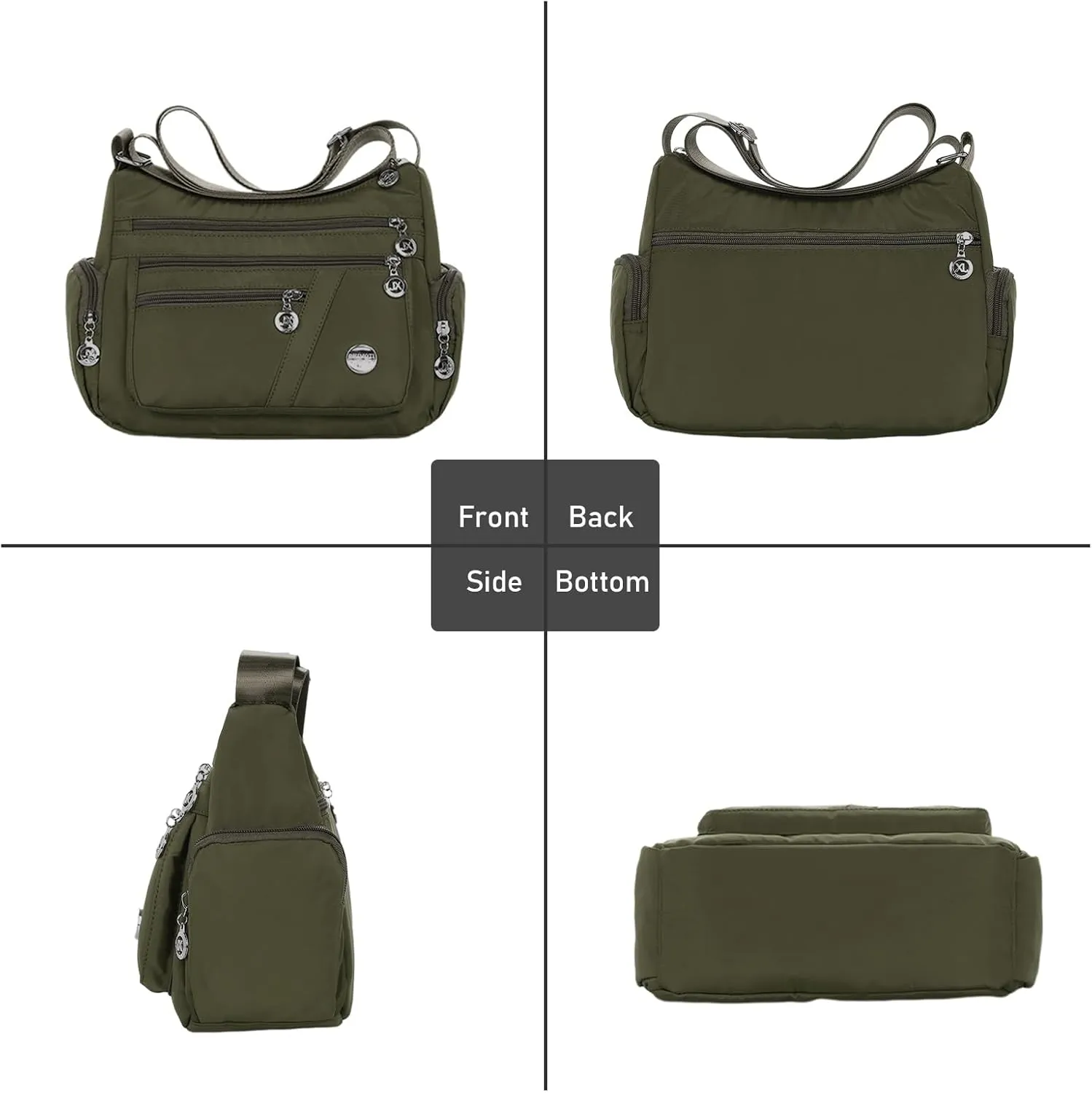 WITERY Nylon Crossboby Bags for Women - Waterproof Zipper Multi-Pocket Crossboby Purse Lightweight Shoulder Bag