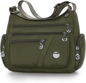 WITERY Nylon Crossboby Bags for Women - Waterproof Zipper Multi-Pocket Crossboby Purse Lightweight Shoulder Bag