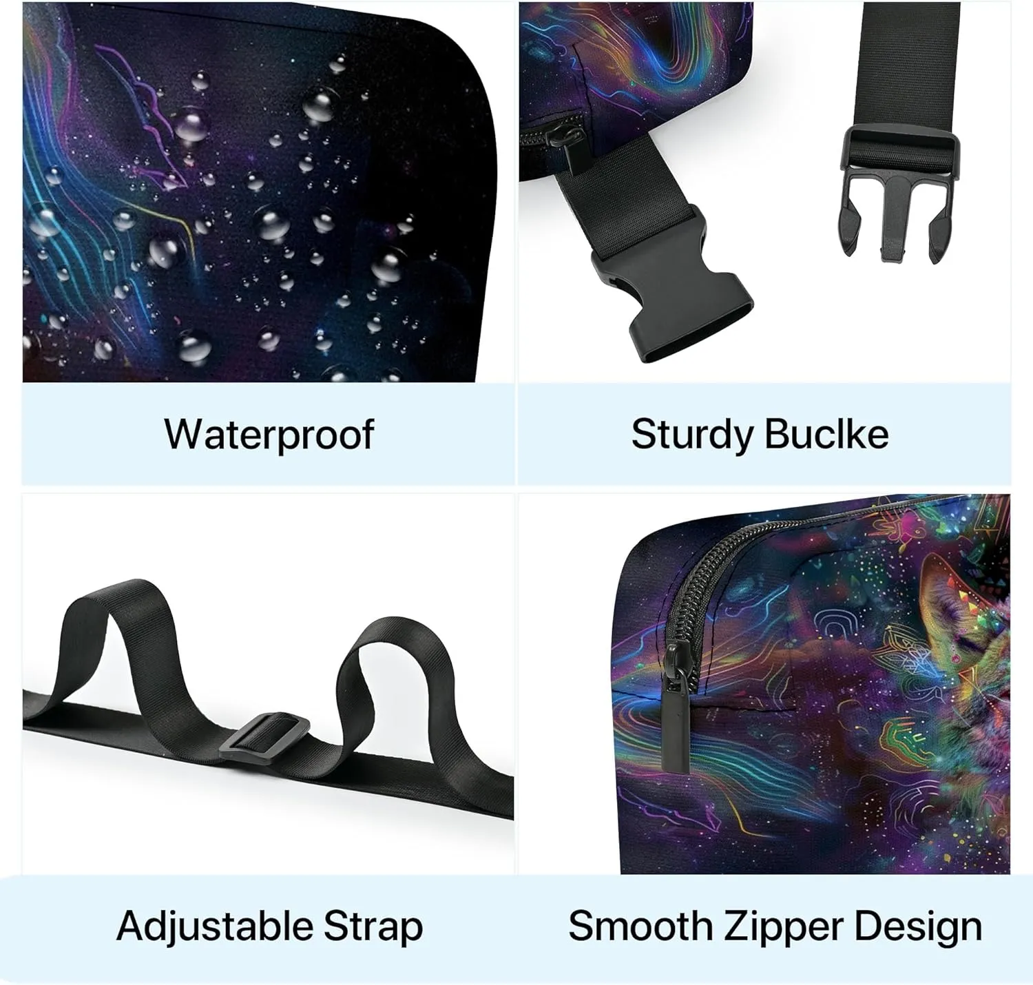 Wolf Fanny Pack Fashion Belt Bag Small Crossbody Bags for Women Casual Waist Packs with Adjustable Strap