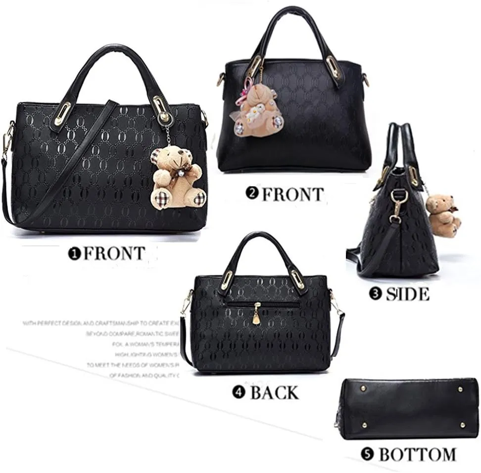 Women 4 Pcs Top Handle Satchel Hobo Handbag Set Large Tote  Purse  Shoulder Bag Card Holder