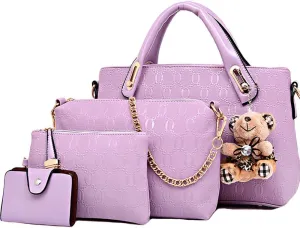 Women 4 Pcs Top Handle Satchel Hobo Handbag Set Large Tote  Purse  Shoulder Bag Card Holder