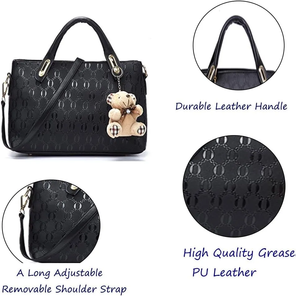 Women 4 Pcs Top Handle Satchel Hobo Handbag Set Large Tote  Purse  Shoulder Bag Card Holder