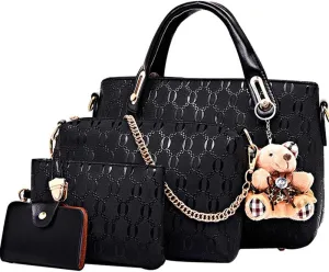 Women 4 Pcs Top Handle Satchel Hobo Handbag Set Large Tote  Purse  Shoulder Bag Card Holder