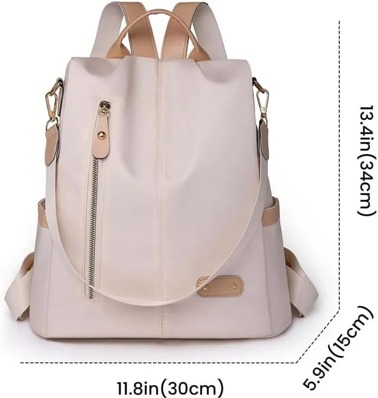Women Backpack Purse Waterproof Nylon Anti-theft Rucksack Lightweight Shoulder Bag (Black)