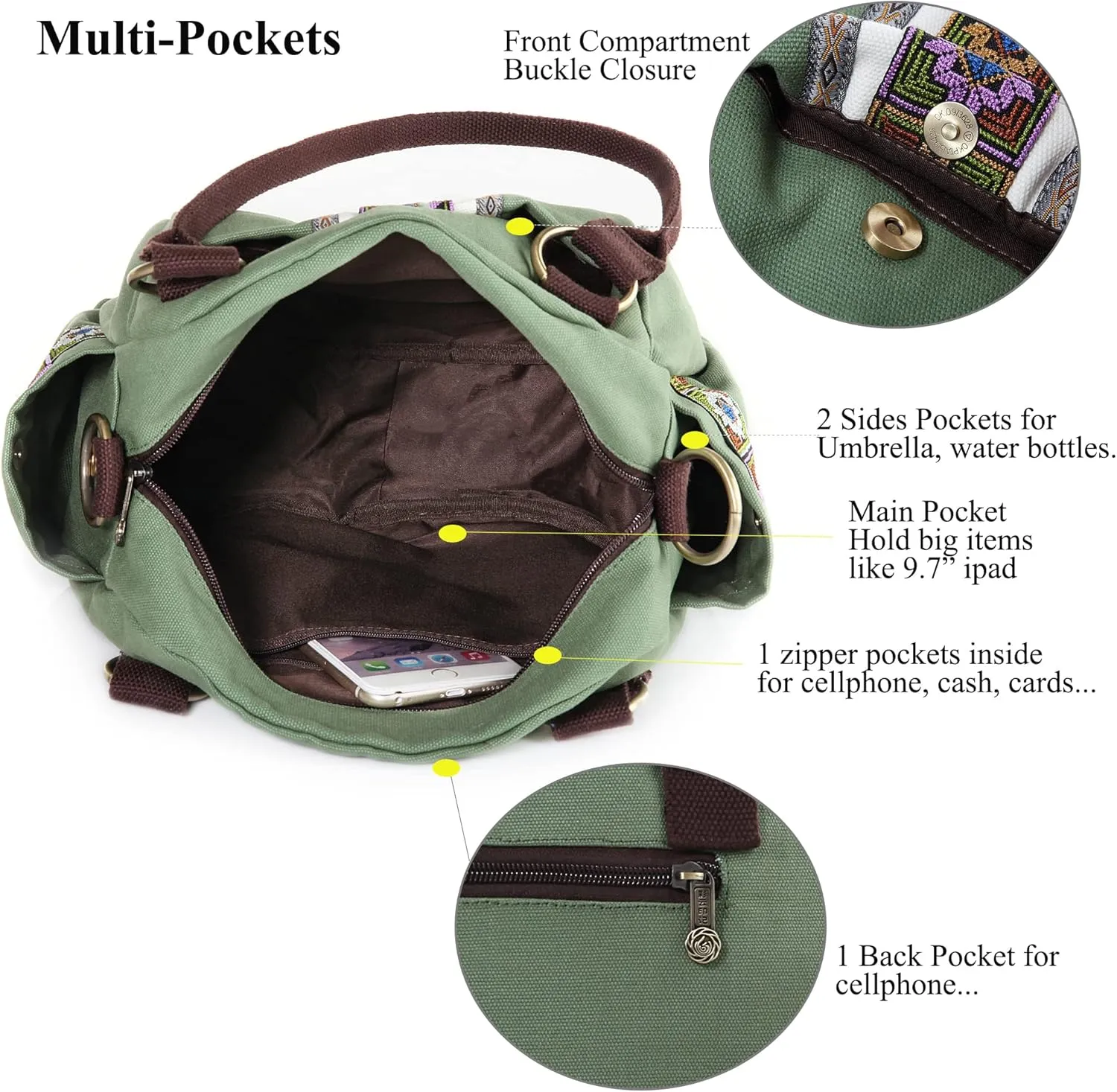 Women Canvas Top-Handle Handbag, Vintage Heavy-duty Crossbody Bag Tote Handbag