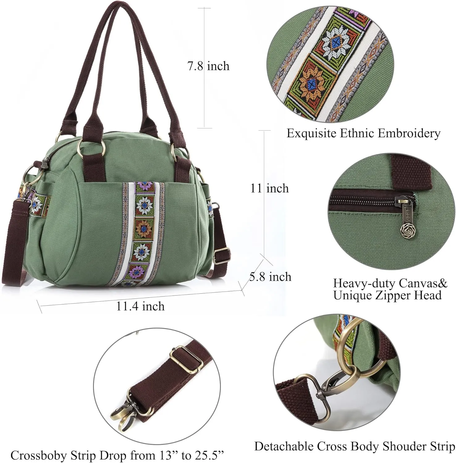 Women Canvas Top-Handle Handbag, Vintage Heavy-duty Crossbody Bag Tote Handbag