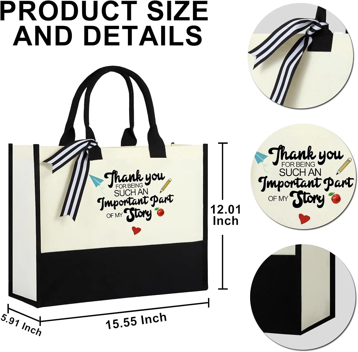 Women Canvas Tote Bag, Gifts for Her Birthday, Mother's Day, Valentine’s Day, Christmas, Thanksgiving or Retire Gifts