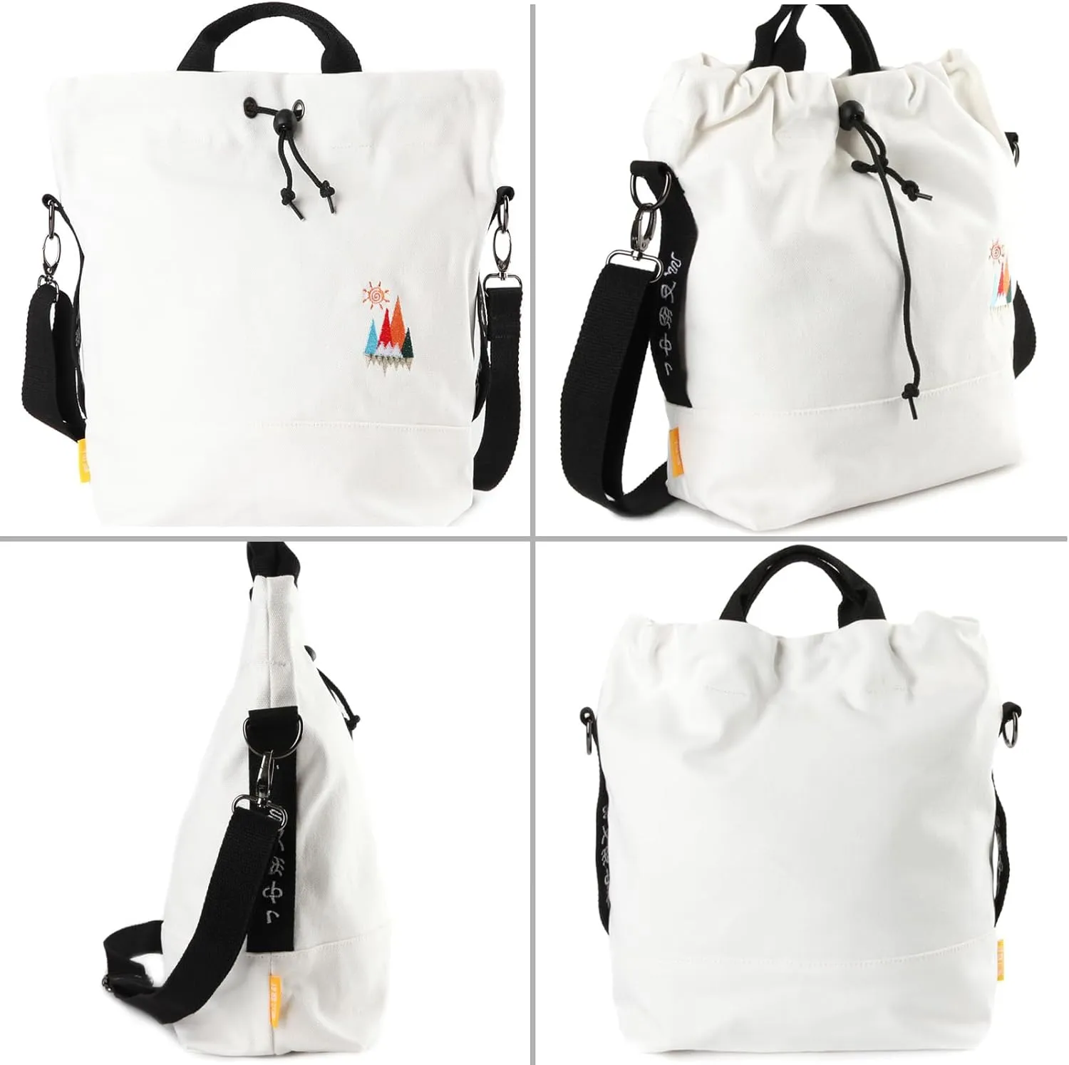 Women Canvas Tote Handbags Casual Shoulder Work Bag Crossbody Bag with Sunshine Embroidery