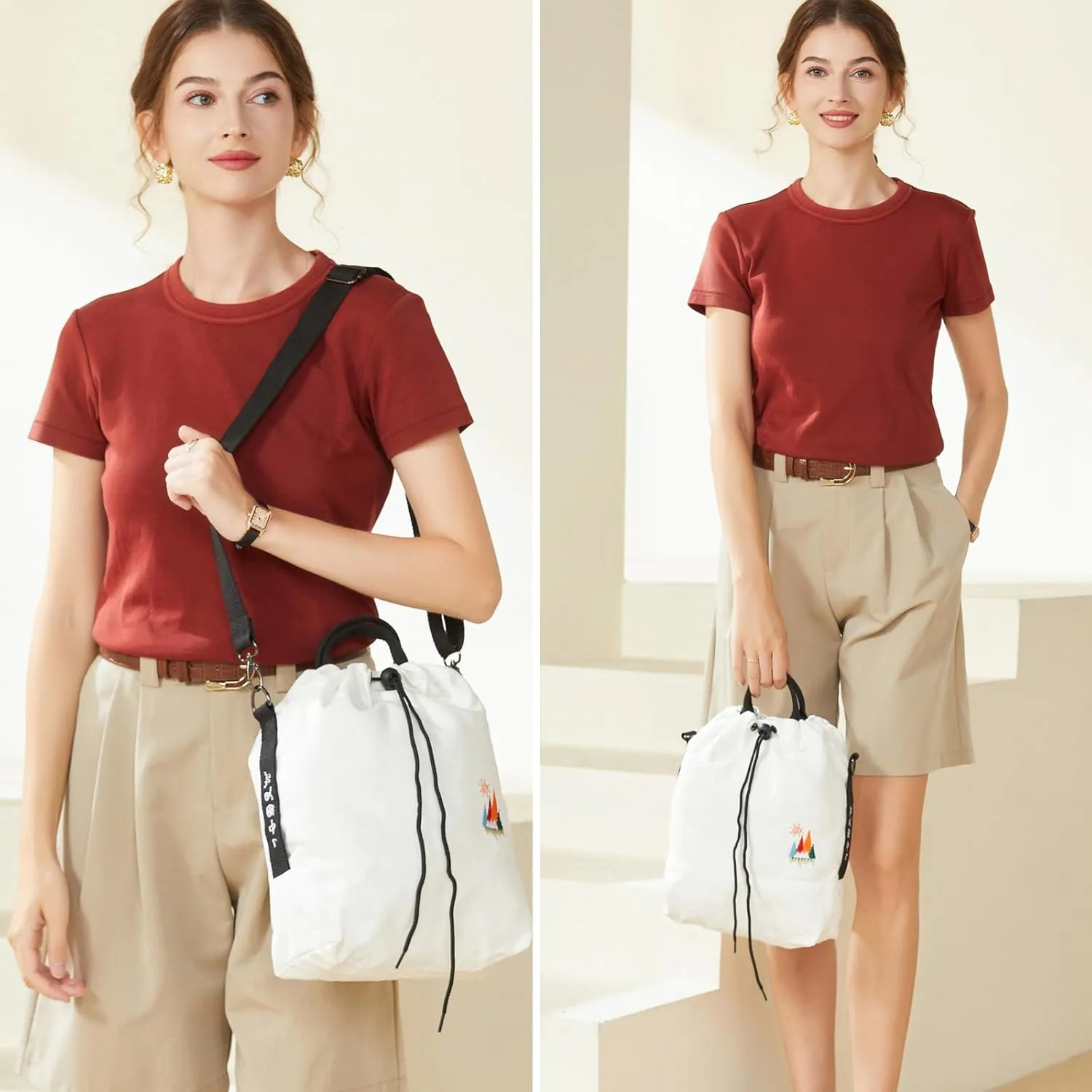 Women Canvas Tote Handbags Casual Shoulder Work Bag Crossbody Bag with Sunshine Embroidery