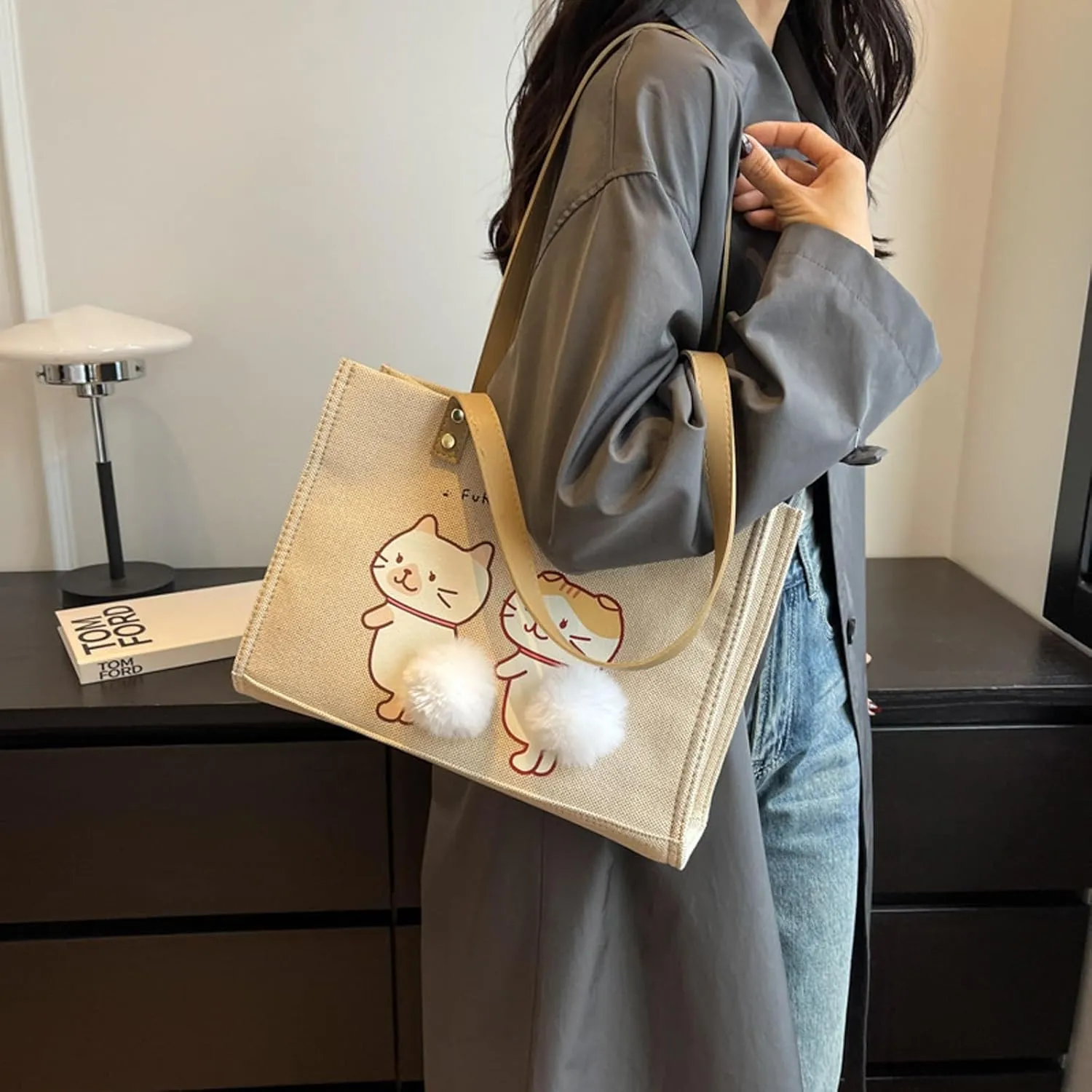 Women Canvas Tote Handbags Casual Shoulder Work Bag Crossbody Top Handle Bag Cross-body Handbags