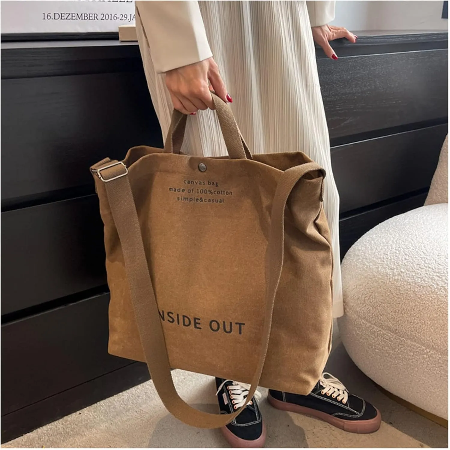 Women Canvas Tote Handbags Casual Shoulder Work Bag Crossbody Top Handle Bag Cross-body Handbags