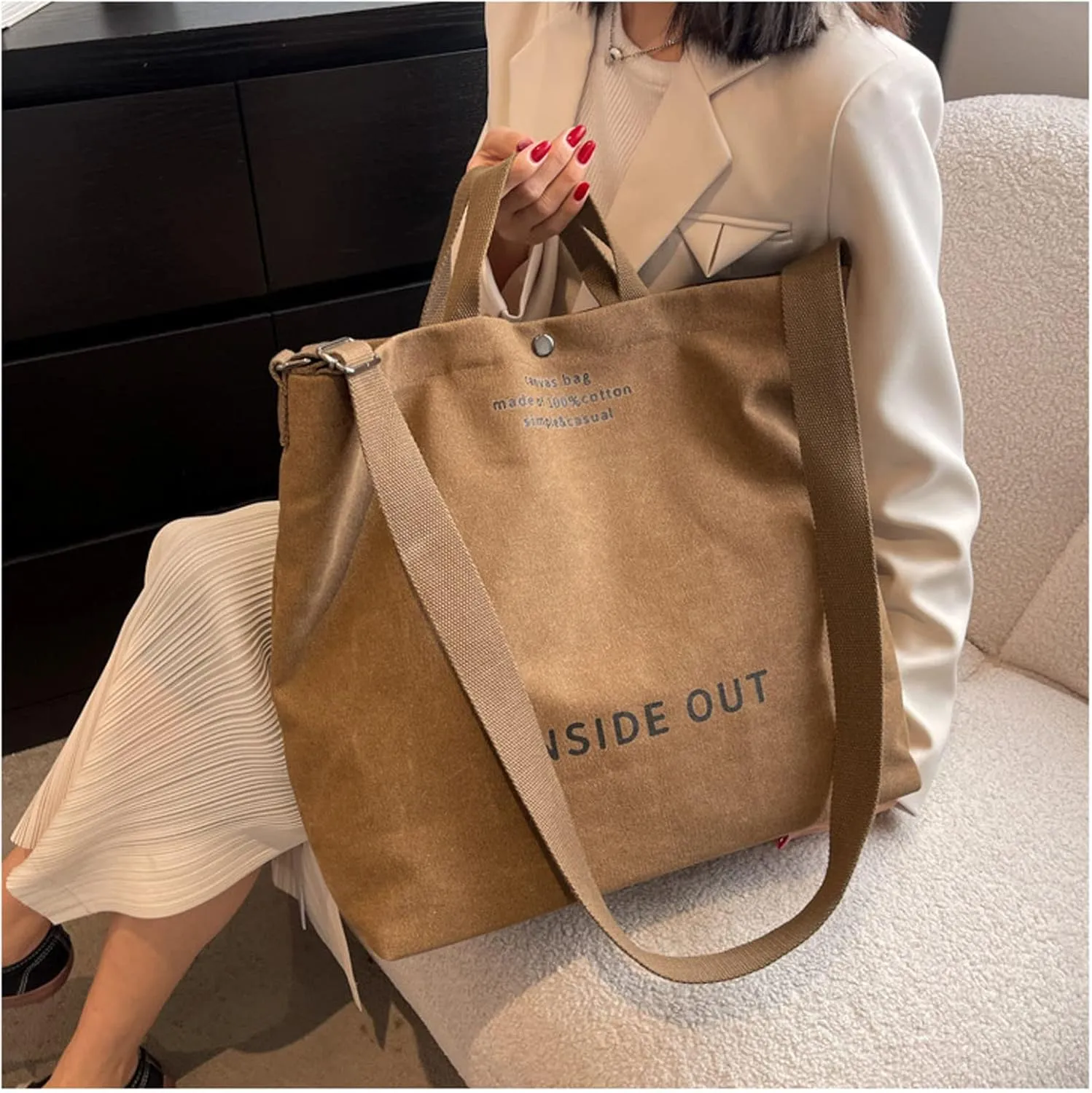 Women Canvas Tote Handbags Casual Shoulder Work Bag Crossbody Top Handle Bag Cross-body Handbags