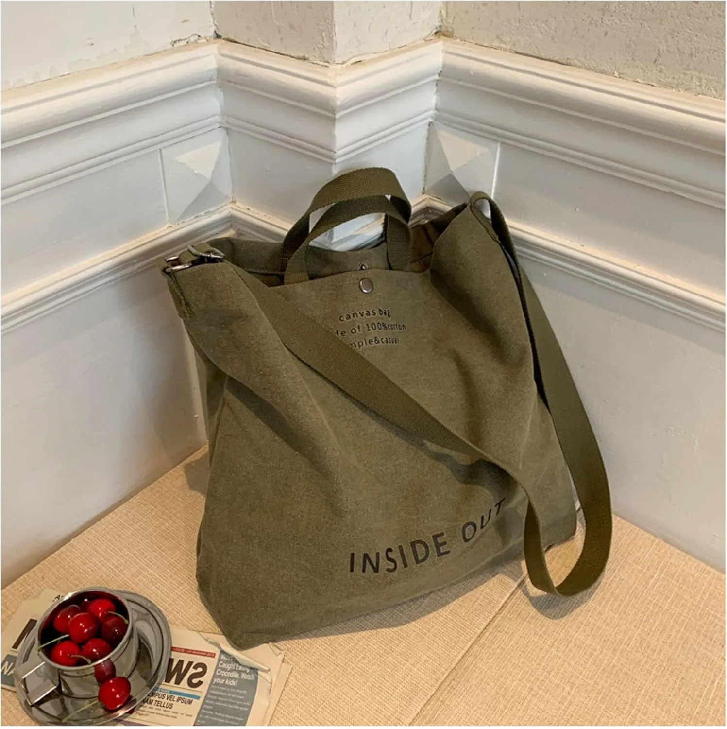 Women Canvas Tote Handbags Casual Shoulder Work Bag Crossbody Top Handle Bag Cross-body Handbags