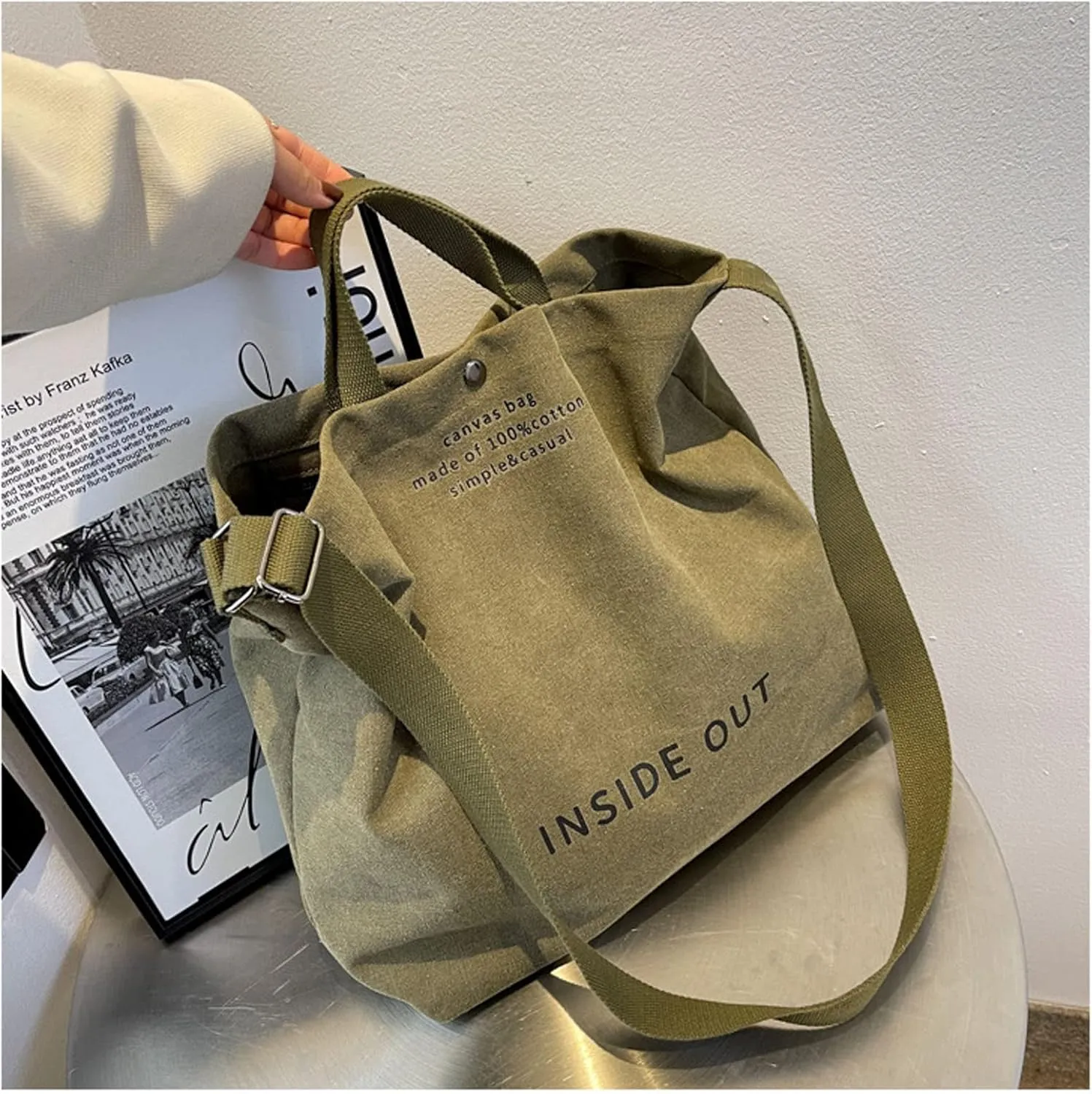 Women Canvas Tote Handbags Casual Shoulder Work Bag Crossbody Top Handle Bag Cross-body Handbags