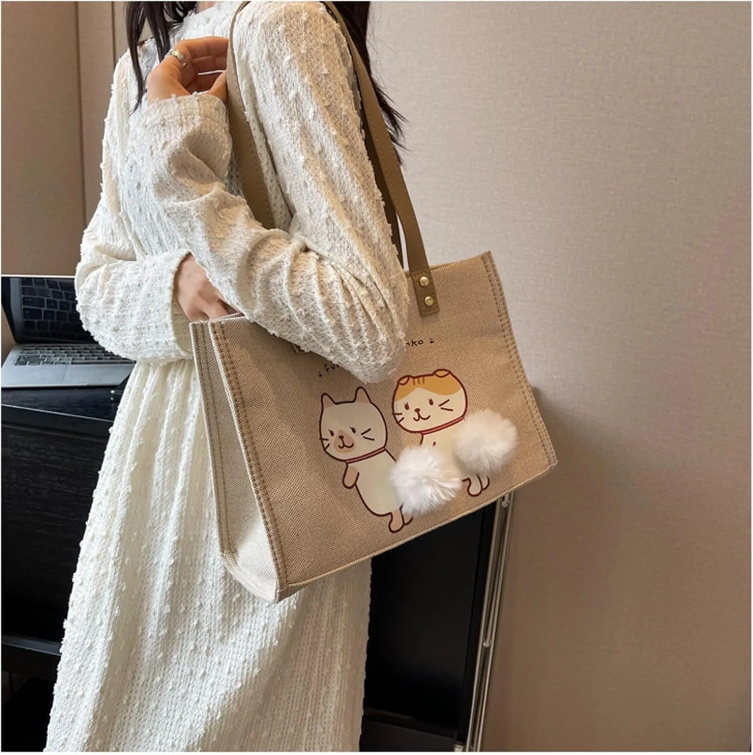 Women Canvas Tote Handbags Casual Shoulder Work Bag Crossbody Top Handle Bag Cross-body Handbags