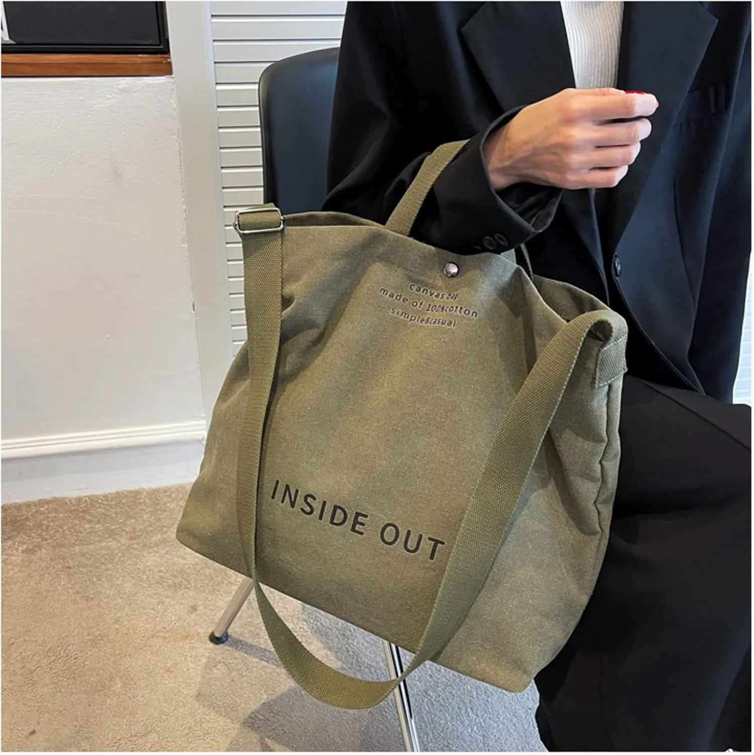 Women Canvas Tote Handbags Casual Shoulder Work Bag Crossbody Top Handle Bag Cross-body Handbags