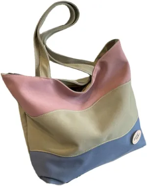 Women Canvas Tote Handbags Green Stripe Casual Shoulder Work Bag Crossbody Top Handle Bag Cross-body Handbags
