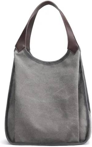 Women Canvas Tote Handbags Underarm Bag Top Leather Handle Shoulder Casual Work Purses