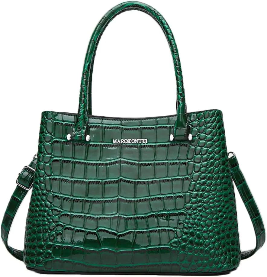 Women Crocodile Pattern Handbag and Purse Top Handle Shoulder Bag PU Leather Tote Satchel