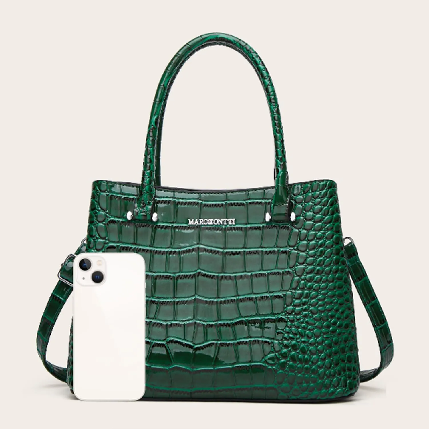 Women Crocodile Pattern Handbag and Purse Top Handle Shoulder Bag PU Leather Tote Satchel