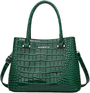 Women Crocodile Pattern Handbag and Purse Top Handle Shoulder Bag PU Leather Tote Satchel