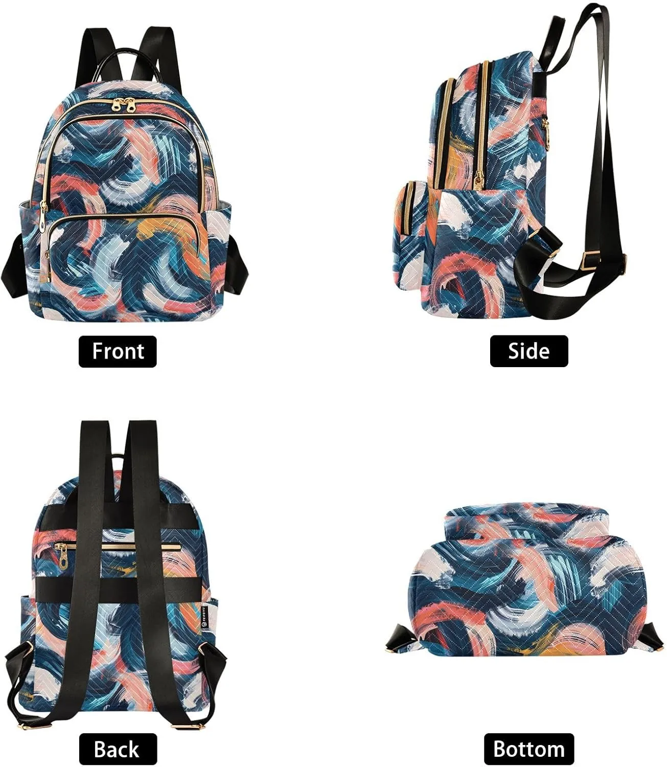 Women Fashion Backpack Purse Abstract Art Graffiti Painting Mini Travel Backpack Ladies Shoulder Bag Work Daypack 8.5L