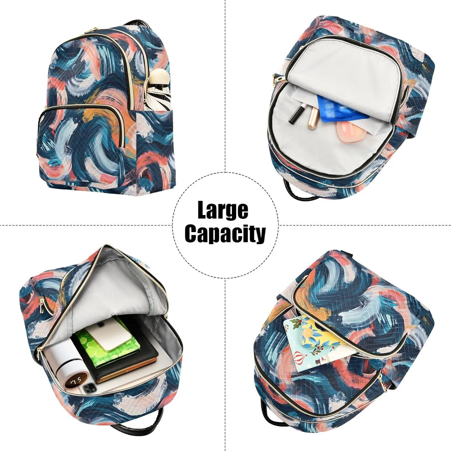 Women Fashion Backpack Purse Abstract Art Graffiti Painting Mini Travel Backpack Ladies Shoulder Bag Work Daypack 8.5L