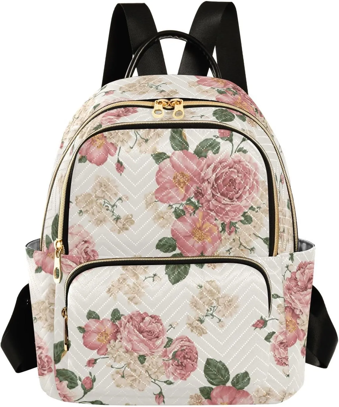 Women Fashion Backpack Purse Casual Lightweight Travel Shoulder Bag Beautiful Roses Vintage Floral Rucksack Ladies Bag, Medium