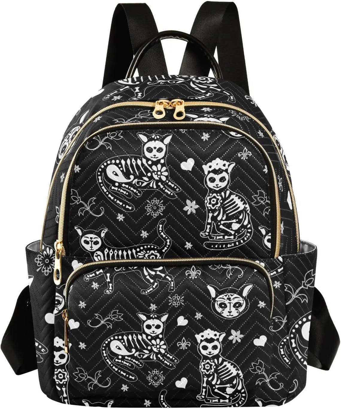 Women Fashion Backpack Purse Casual Lightweight Travel Shoulder Bag Death Cat Rucksack Ladies Bag, Small