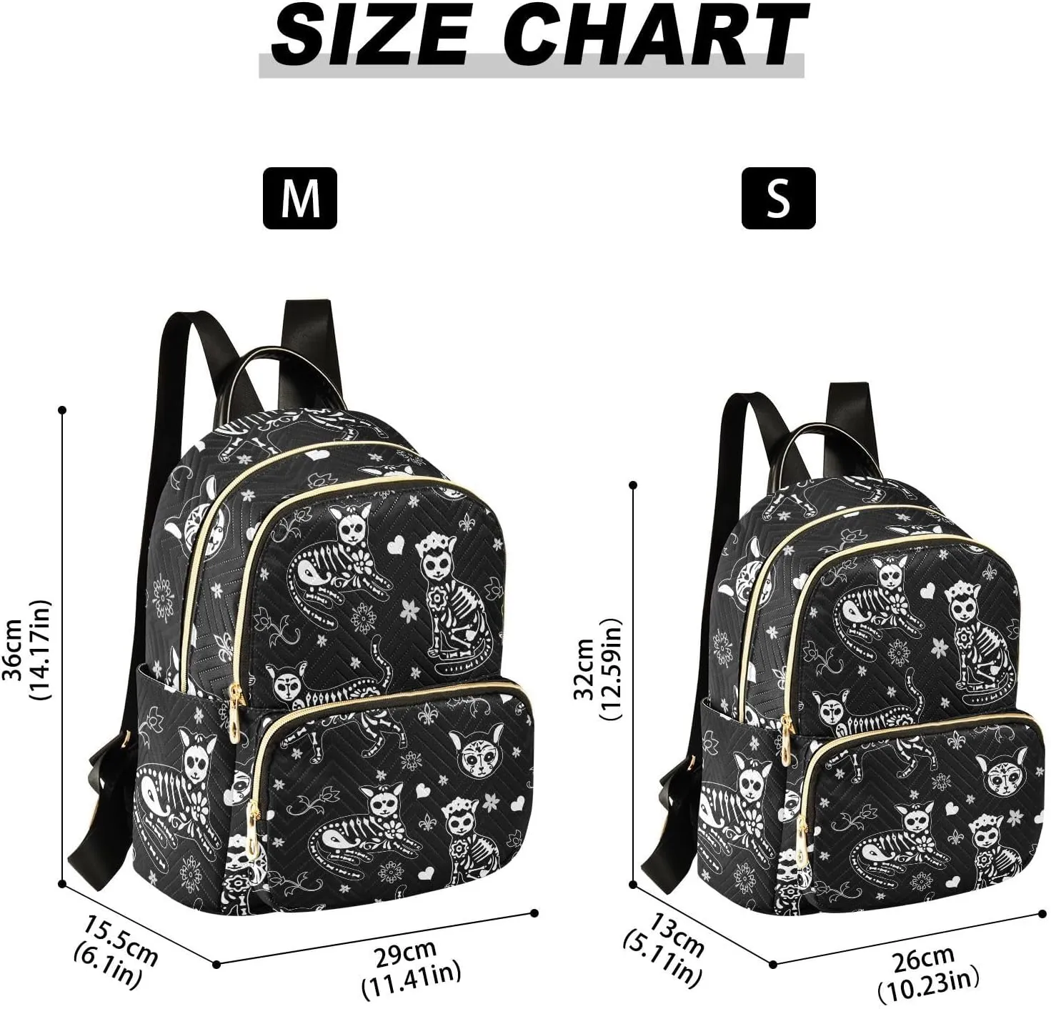 Women Fashion Backpack Purse Casual Lightweight Travel Shoulder Bag Death Cat Rucksack Ladies Bag, Small