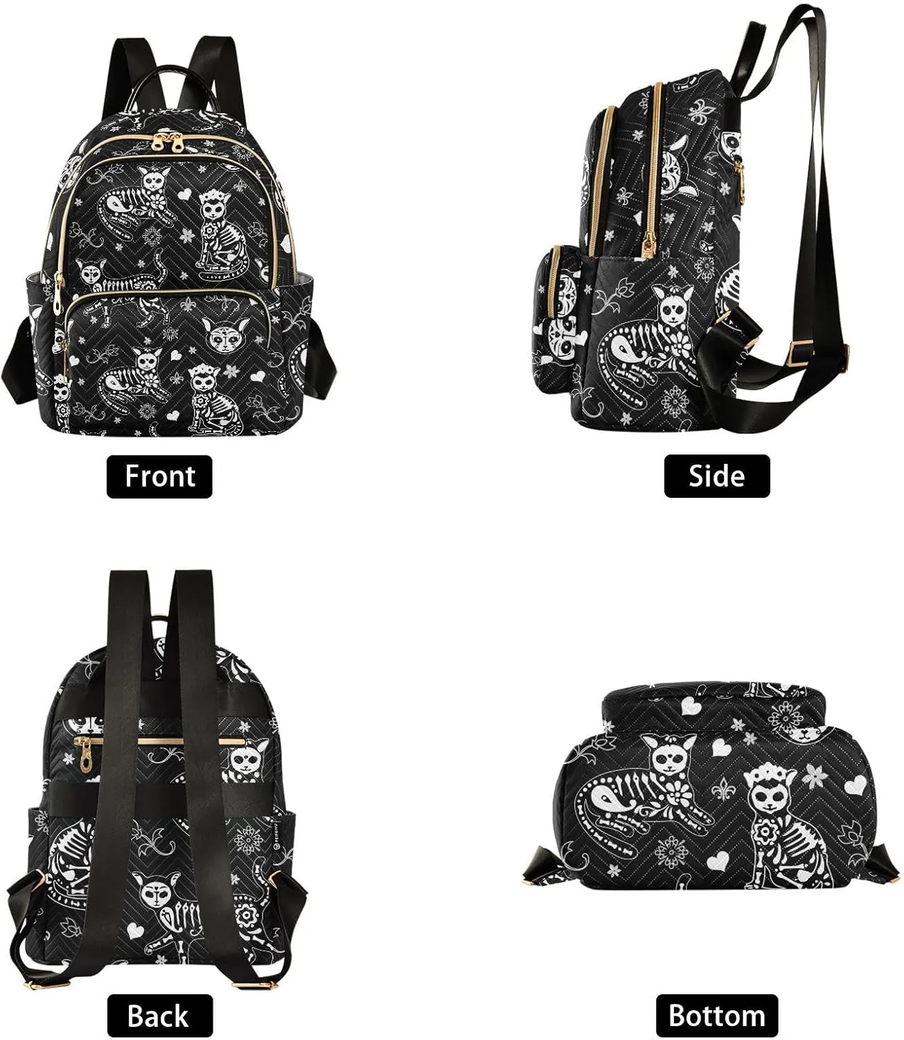 Women Fashion Backpack Purse Casual Lightweight Travel Shoulder Bag Death Cat Rucksack Ladies Bag, Small