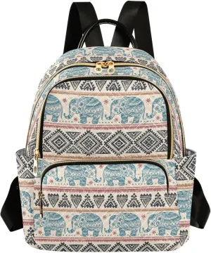Women Fashion Backpack Purse Casual Lightweight Travel Shoulder Bag Ethnic Elephant Rucksack Ladies Bag, Medium