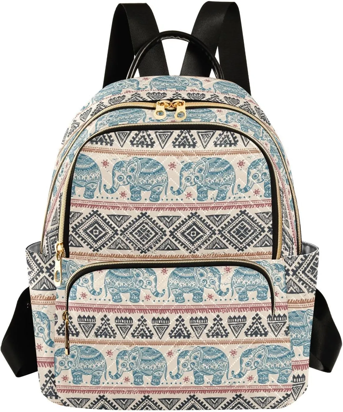 Women Fashion Backpack Purse Casual Lightweight Travel Shoulder Bag Ethnic Elephant Rucksack Ladies Bag, Medium