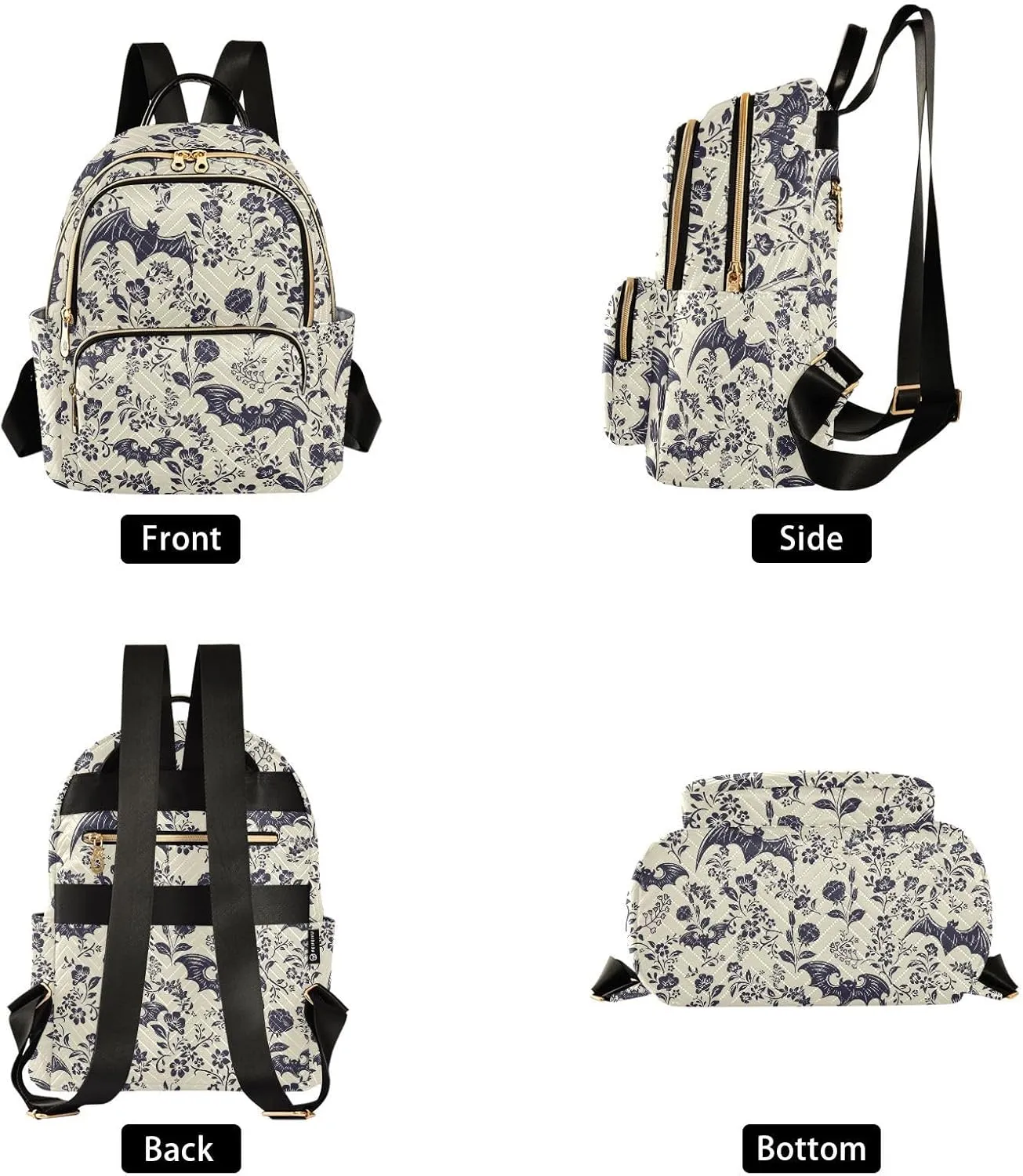 Women Fashion Backpack Purse Casual Lightweight Travel Shoulder Bag Goth Bats Rucksack Ladies Bag, Medium
