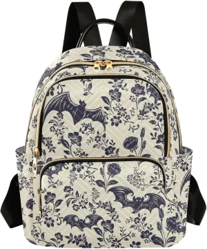 Women Fashion Backpack Purse Casual Lightweight Travel Shoulder Bag Goth Bats Rucksack Ladies Bag, Medium
