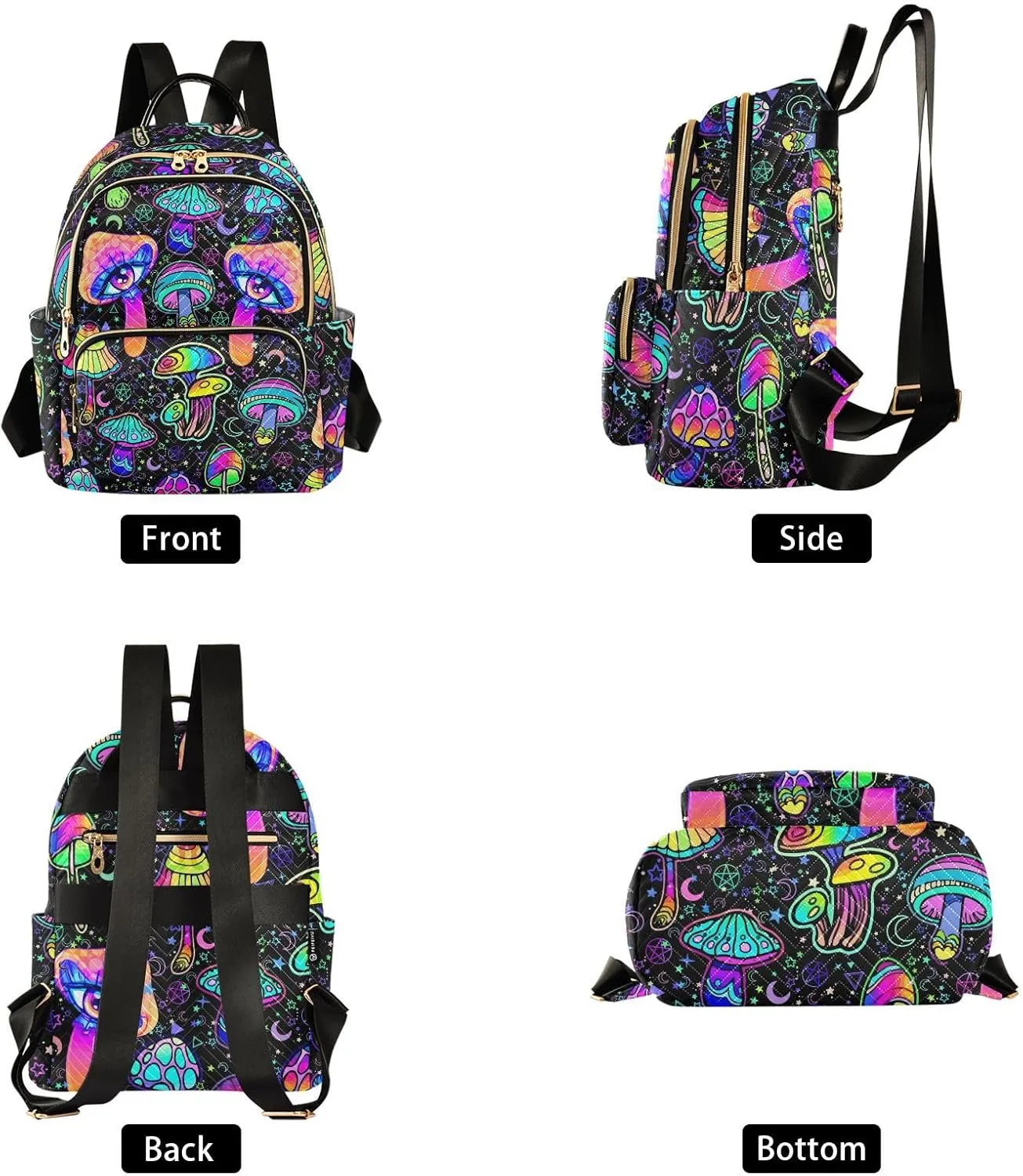 Women Fashion Backpack Purse Casual Lightweight Travel Shoulder Bag Magic Mushrooms Rucksack Ladies Bag, Small