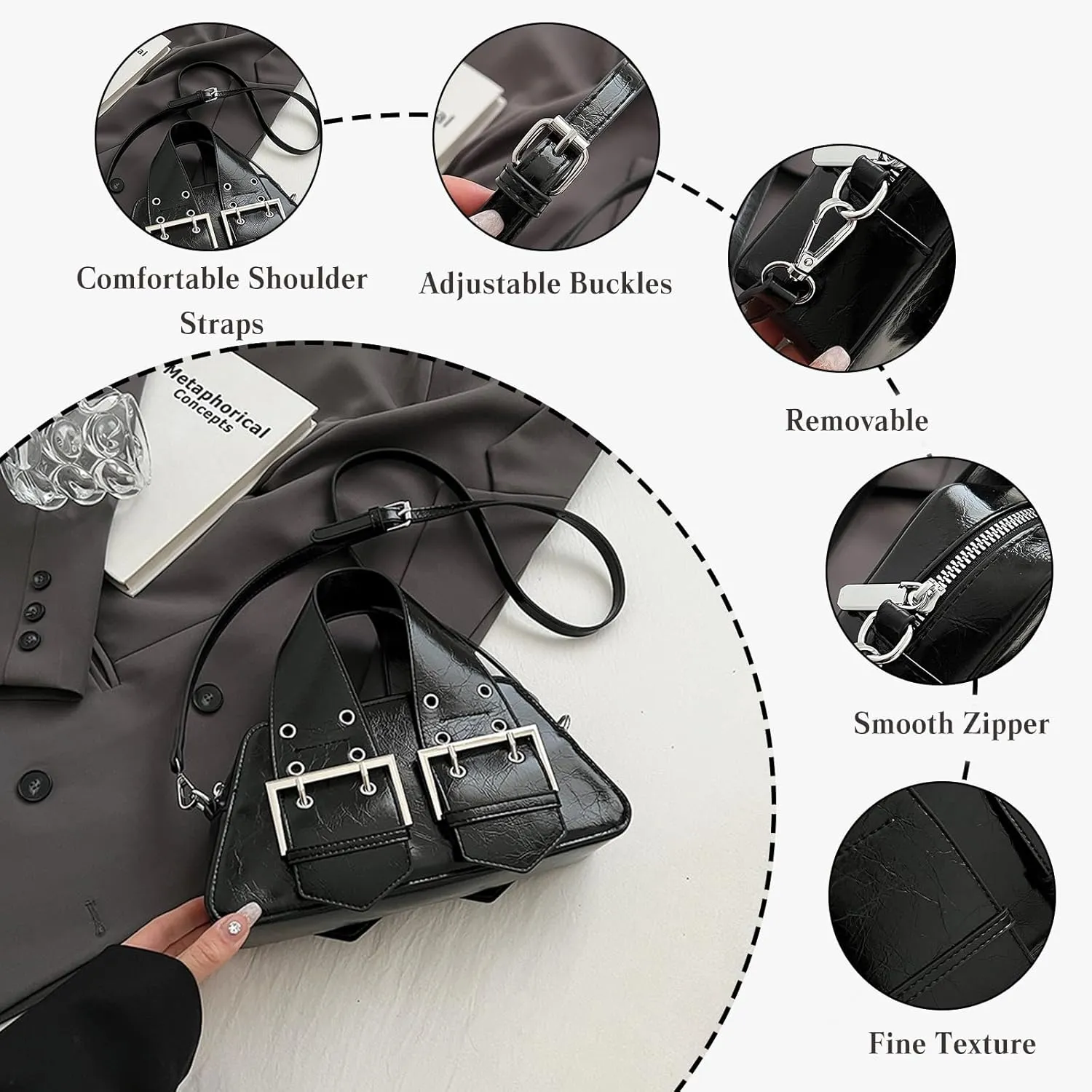 Women Fashion Crossbody Bag PU Leather Handbag Ladies Shoulder Bag Waterproof Top-handle Bag Messenger Bag