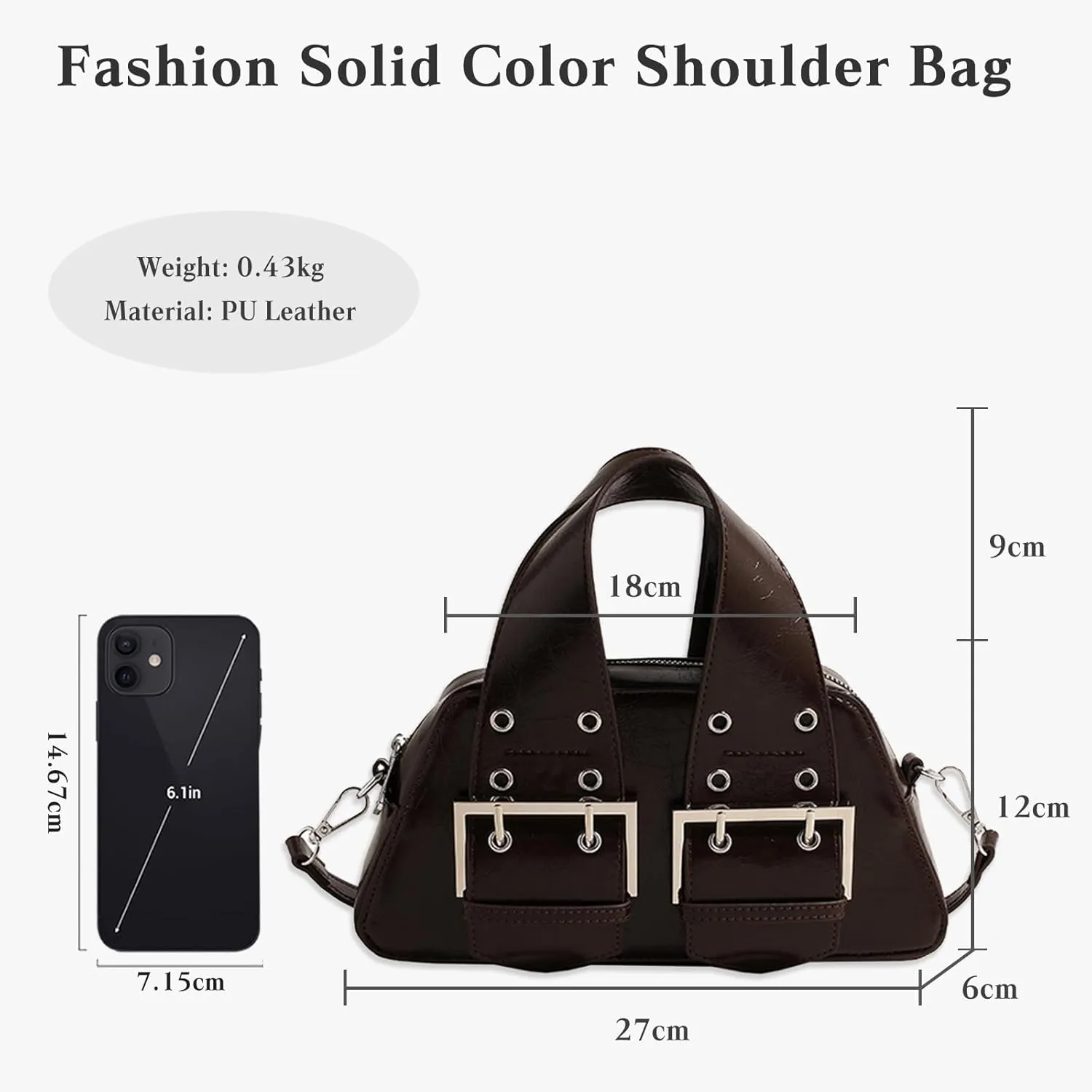 Women Fashion Crossbody Bag PU Leather Handbag Ladies Shoulder Bag Waterproof Top-handle Bag Messenger Bag