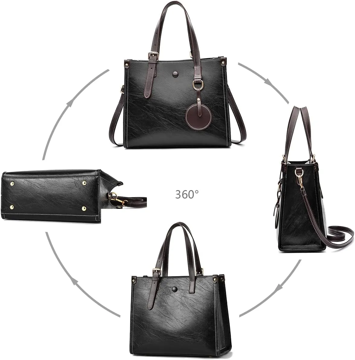Women Fashion Handbag Vegan Leather Tote Shoulder Bag Multi-pockets Work Shopper Satchel Christmas Crossbody Purses