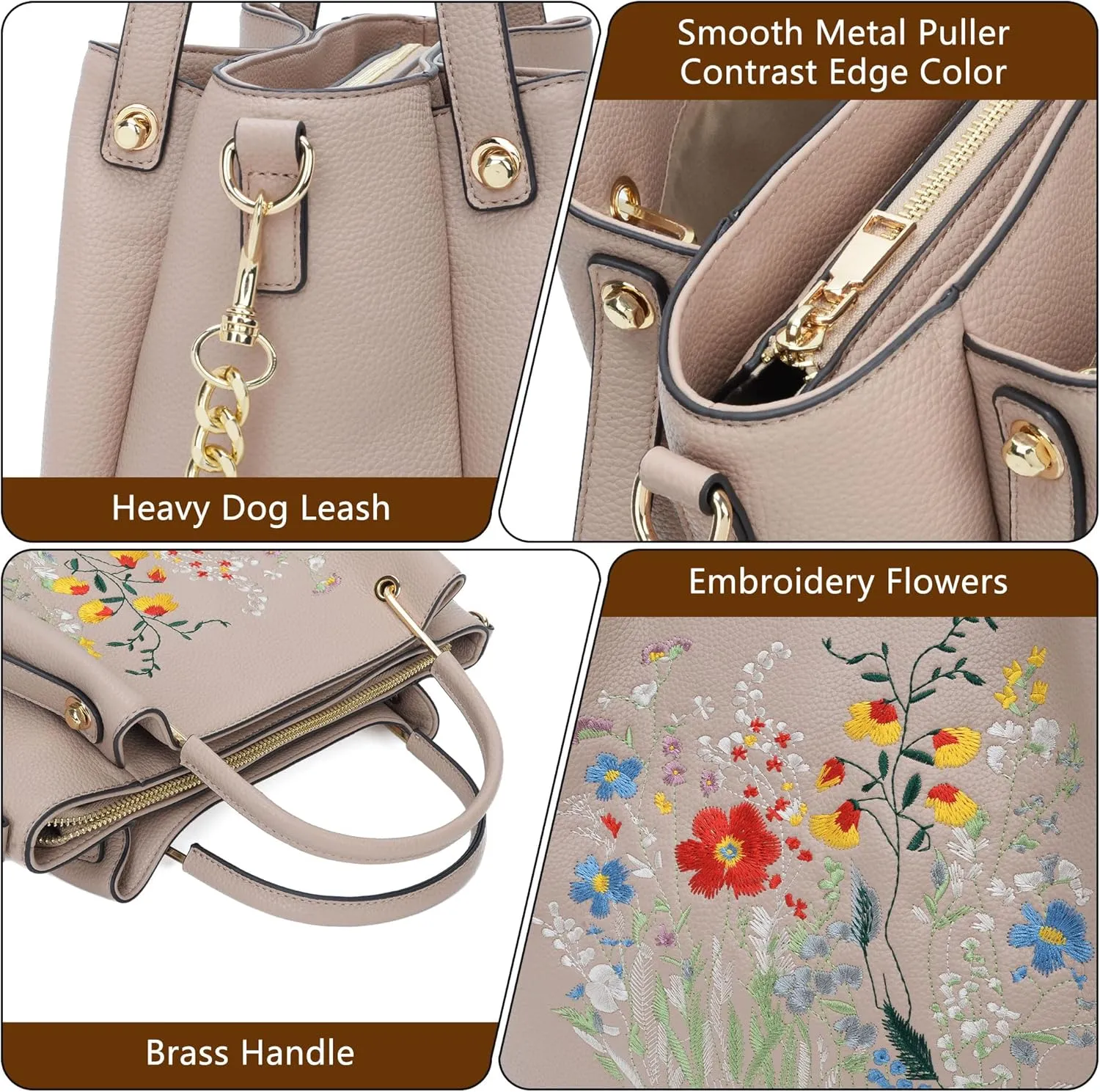Women Fashion Handbags Vegan Leather Tote Bag Shoulder Bag Top Handle Satchel Floral Purses for Women