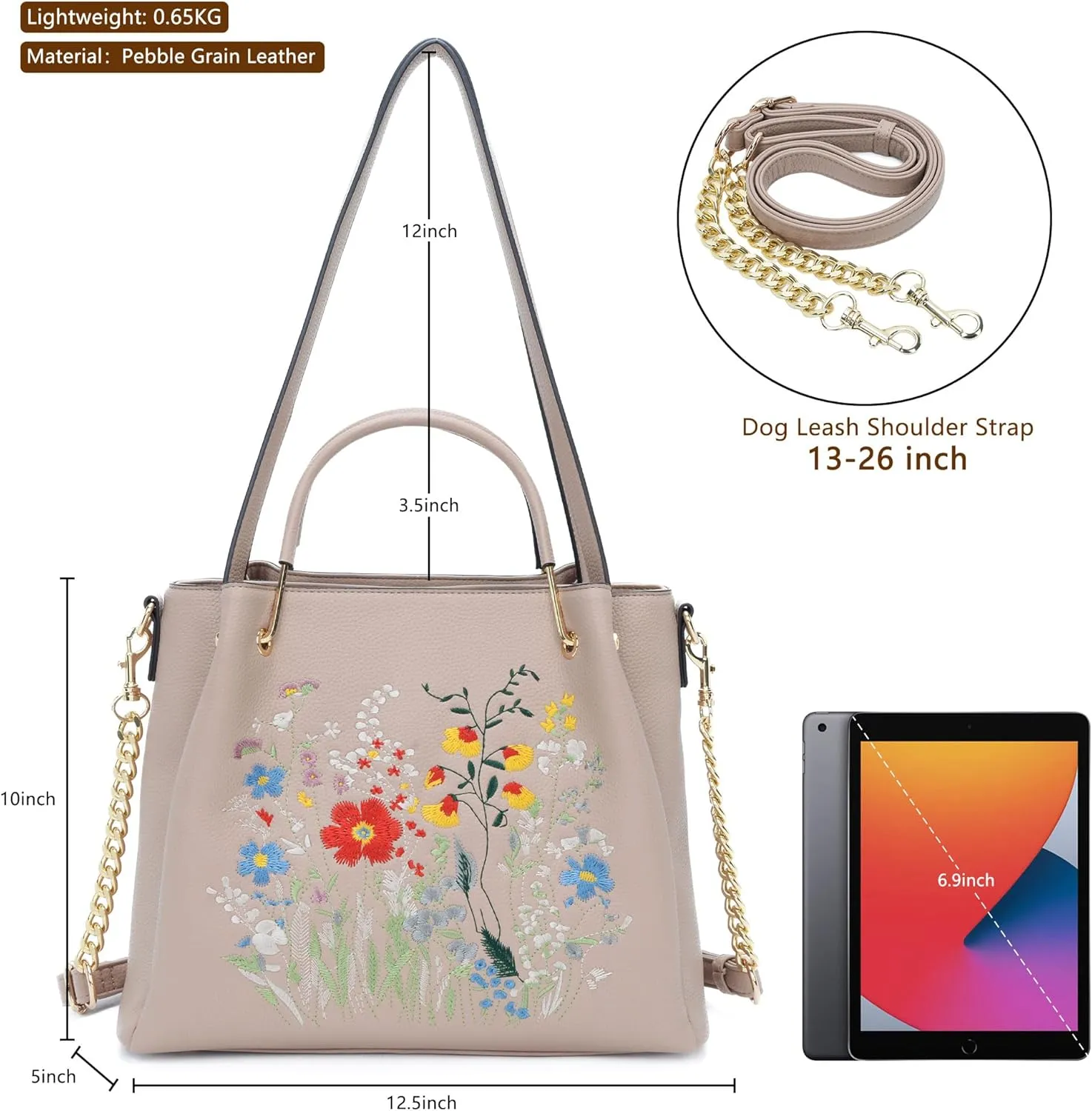 Women Fashion Handbags Vegan Leather Tote Bag Shoulder Bag Top Handle Satchel Floral Purses for Women