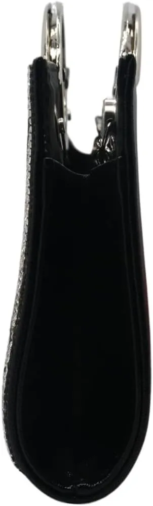 Women Geometric Patterns Top Handle Bag Bling Crystals Evening Bag with Detachable Chain for Formal Dinner