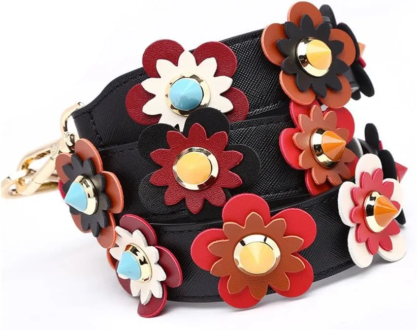 Women Girls Wide Purse Strap Replacement Guitar Style Multicolor Canvas Crossbody Strap for Handbags