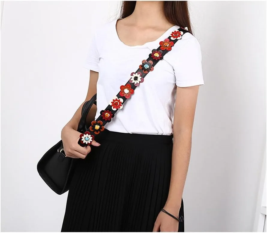 Women Girls Wide Purse Strap Replacement Guitar Style Multicolor Canvas Crossbody Strap for Handbags