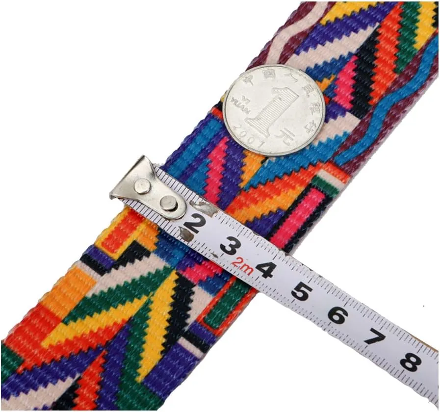Women Girls Wide Purse Strap Replacement Guitar Style Multicolor Canvas Crossbody Strap for Handbags