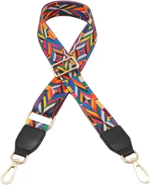 Women Girls Wide Purse Strap Replacement Guitar Style Multicolor Canvas Crossbody Strap for Handbags