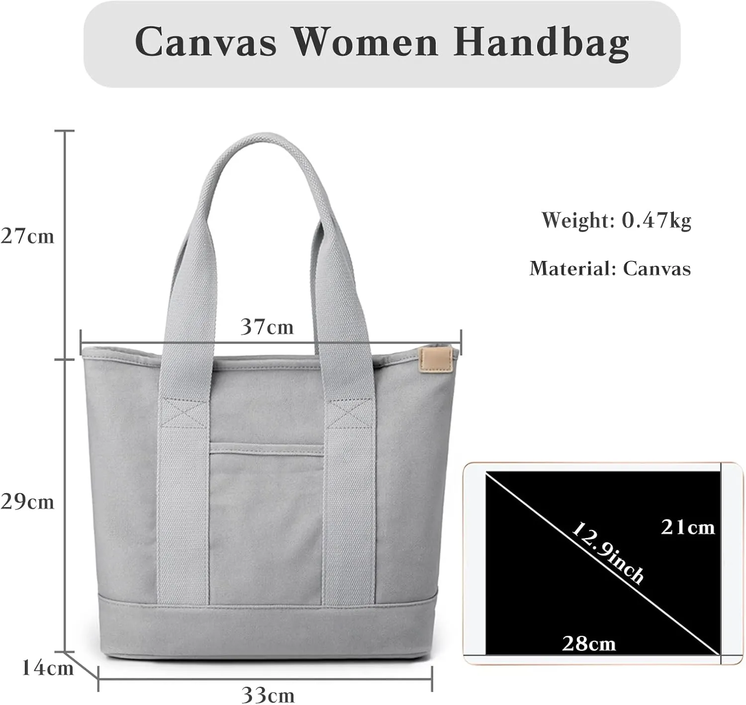 Women Handbag Canvas Tote Bag Lightweight Shoulder Bag