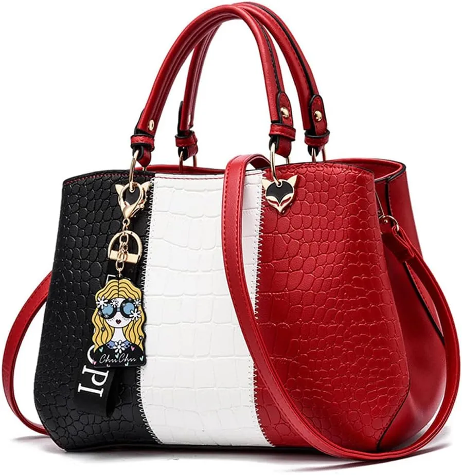 Women Handbag PU Leather Crocodile Pattern Handbag Fashion Shoulder Bag Hit Color Messenger Bag
