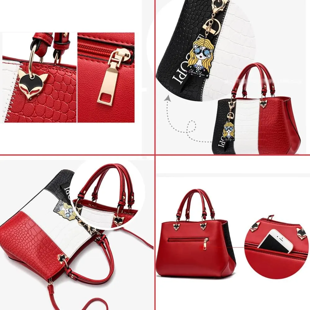Women Handbag PU Leather Crocodile Pattern Handbag Fashion Shoulder Bag Hit Color Messenger Bag